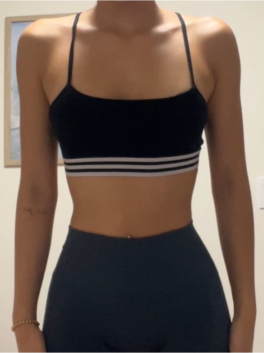 Adidas nwot black and white striped sports bra with backless design